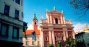 Looking out at Presernov Square, one of Ljubljanas main squares.
